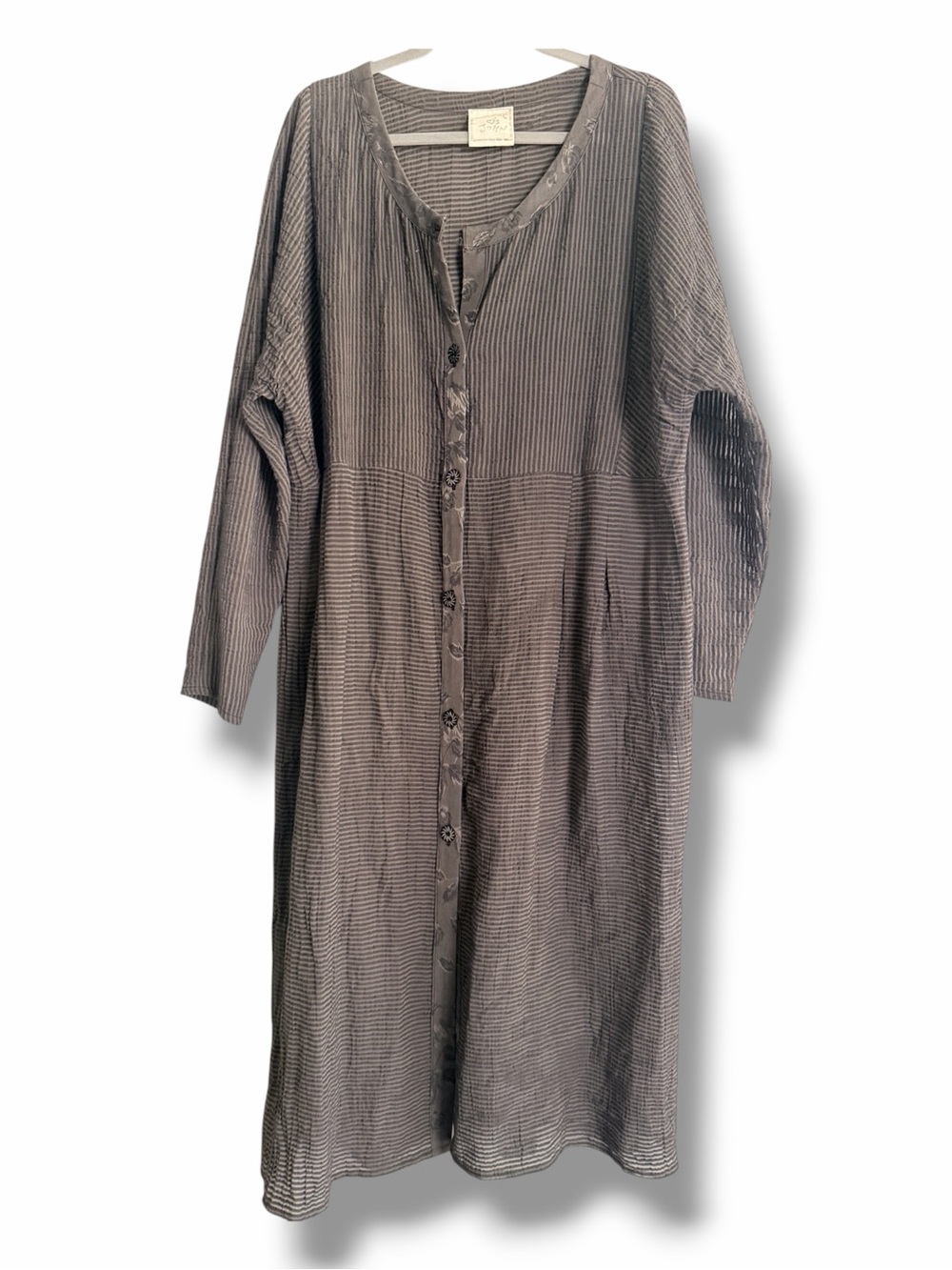 Jackie Loves John Vintage Lagenlook Sheer Stripe Duster Button Dress One Size